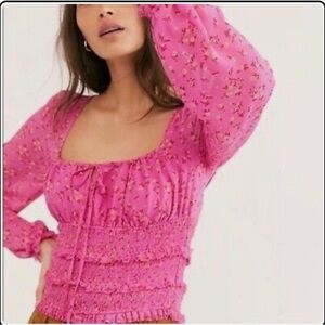 Free People Pink Floral Blouse
